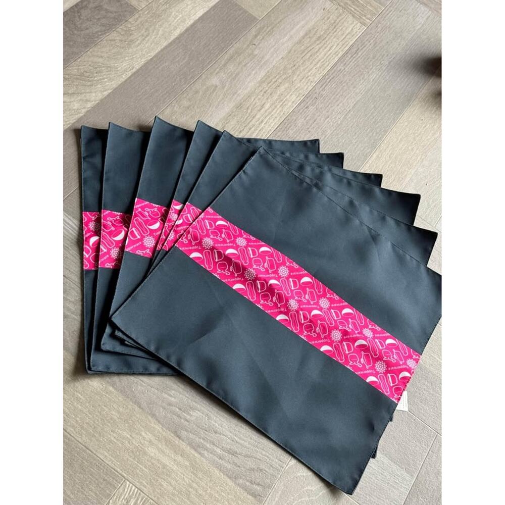 Tupperware Napkins Navy Pink Set of 6 Kitchen Dining Tableware‎